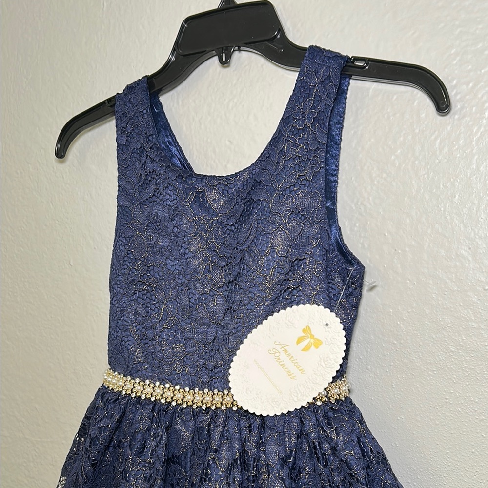 American Princess Blue Fit and Flare Sleeveless Dress for Weddings - Picture 2 of 8